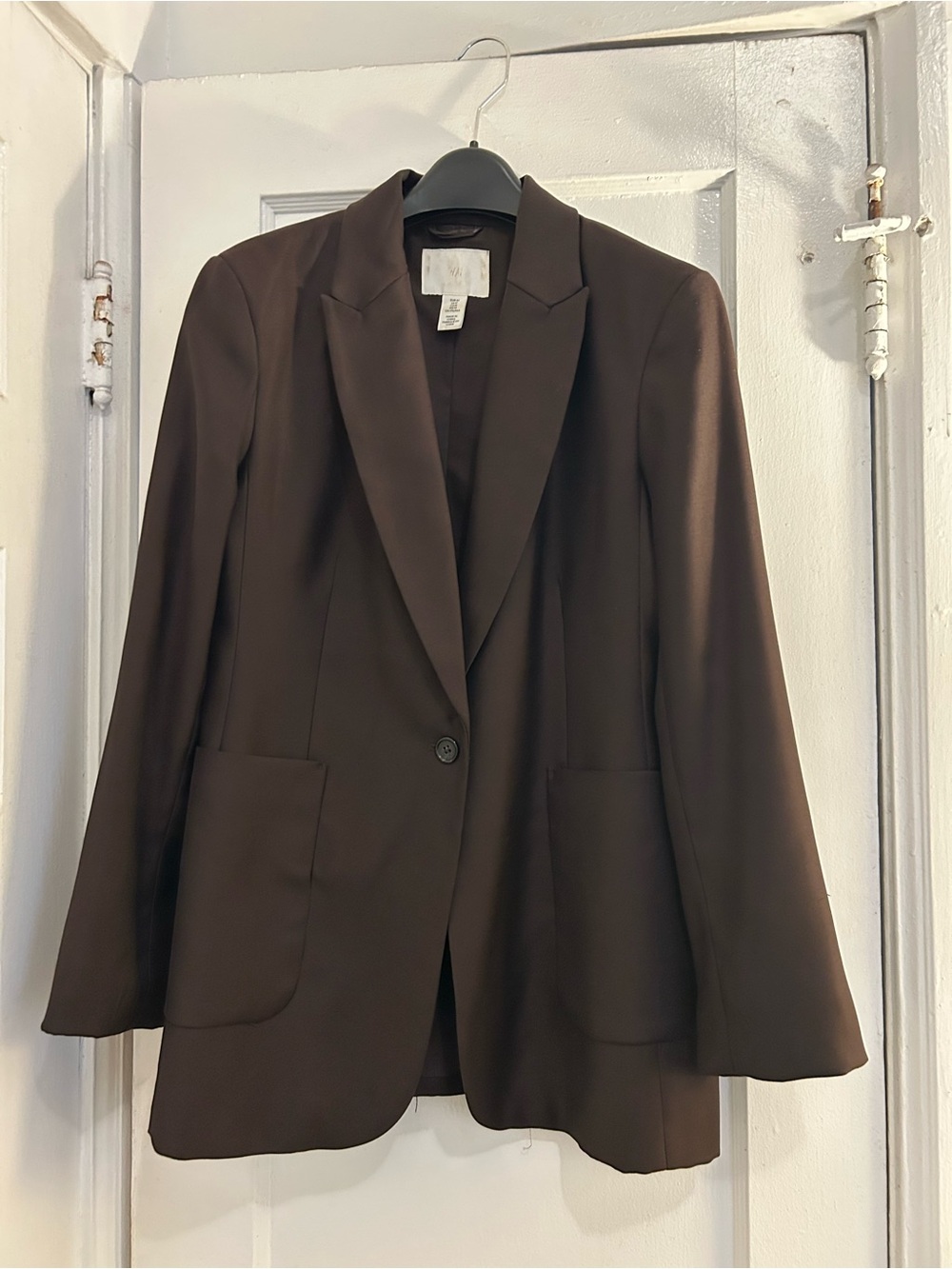 H&M Brown Single-Button Notch-Lapel Blazer